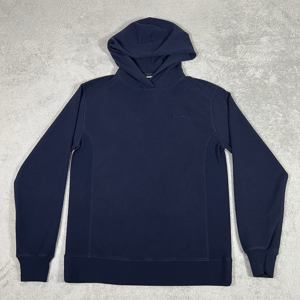 Legends Hoodie Mens Small Blue Glen Waffle-Knit Sweatshirt Performance Stretch
